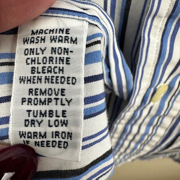 Ralph Lauren Striped Button Down Short Sleeve Custom Fit Preppy Blue Men's XXL - Picture 7 of 10